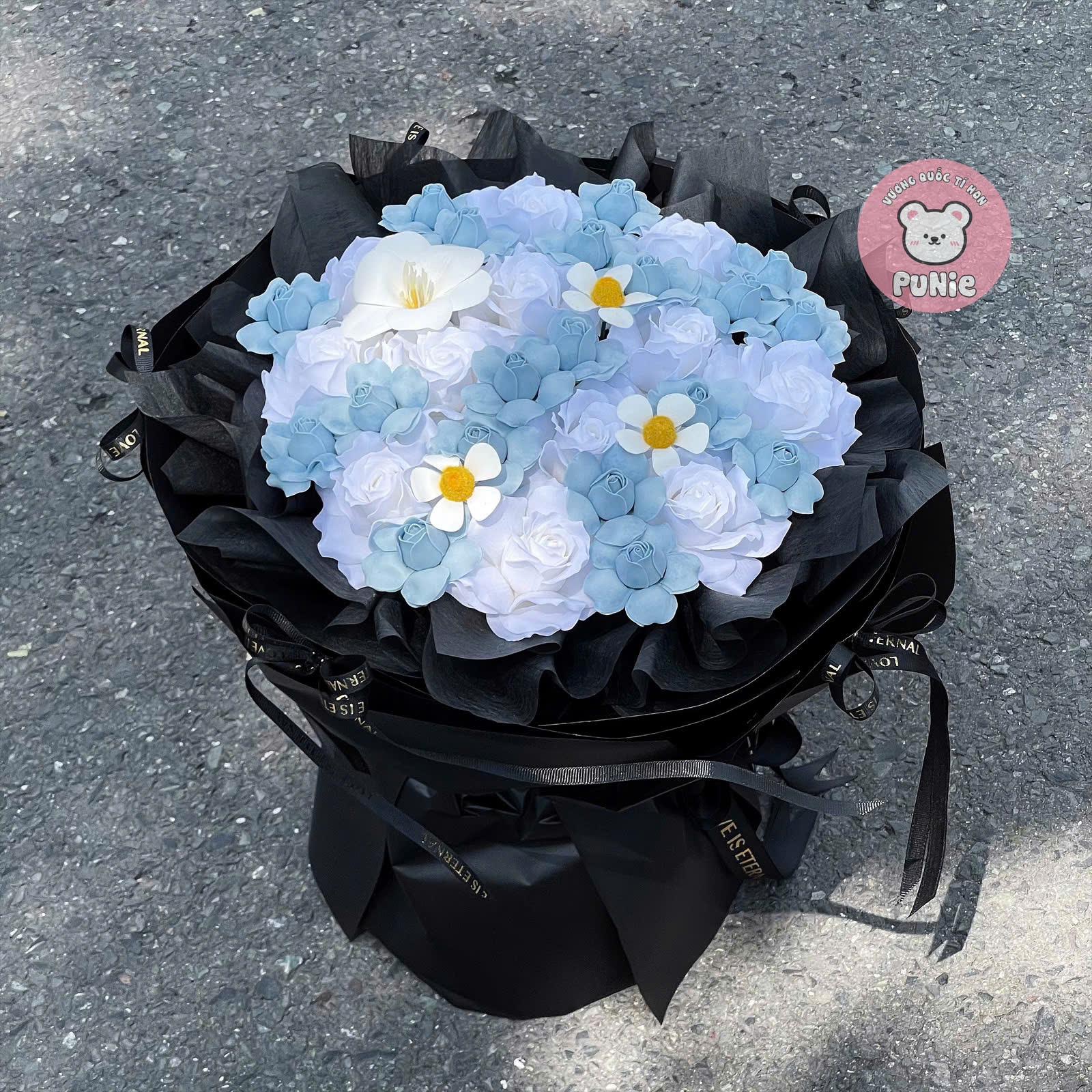 BÓ HOA HỒNG TỈ MUỘI XANH DƯƠNG TULIP SIZE TRUNG