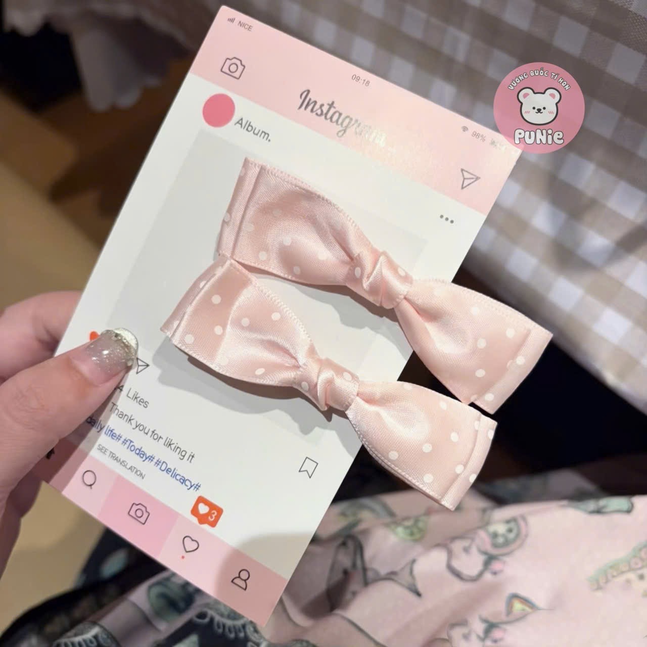 SET 2 KẸP NƠ CHẤM BI