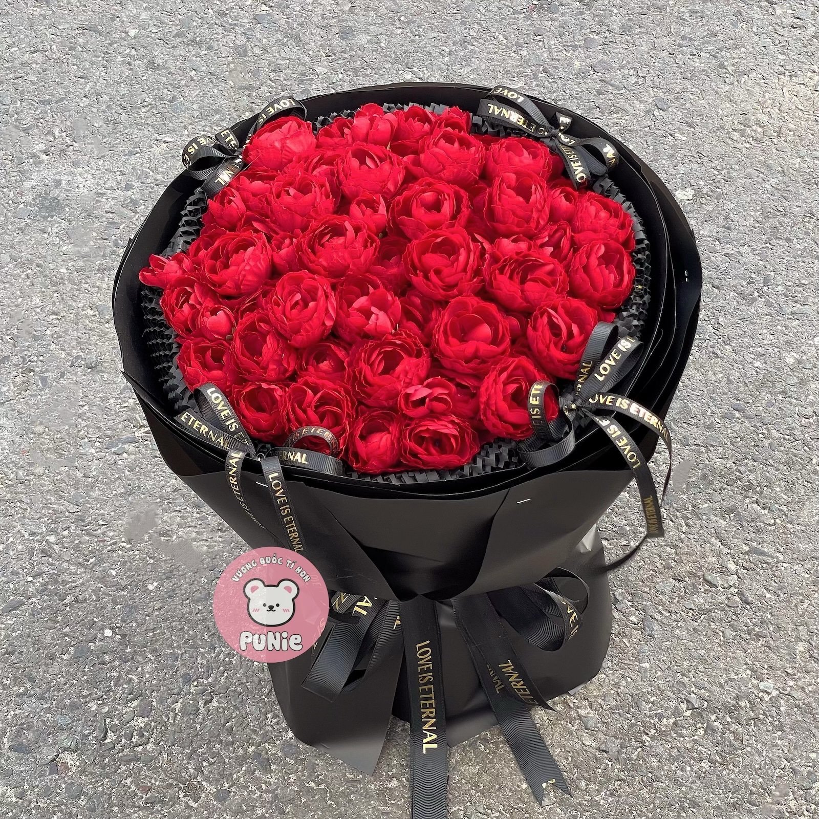 BÓ HOA LỤA HỒNG TRÀ ĐỎ (LƯỚI LỤC GIÁC)