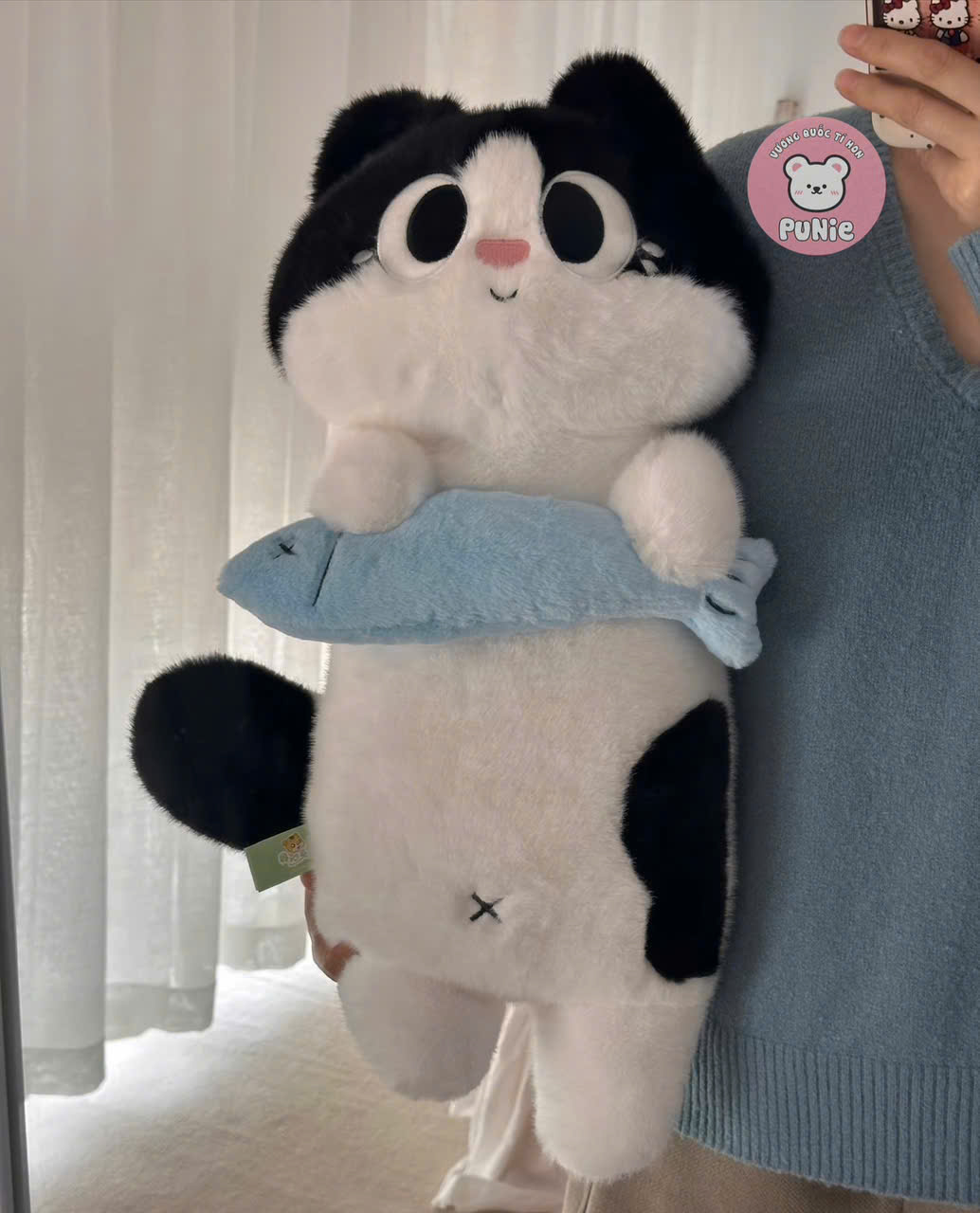 GẤU BÔNG GỐI ÔM MÈO ÔM CÁ 60CM