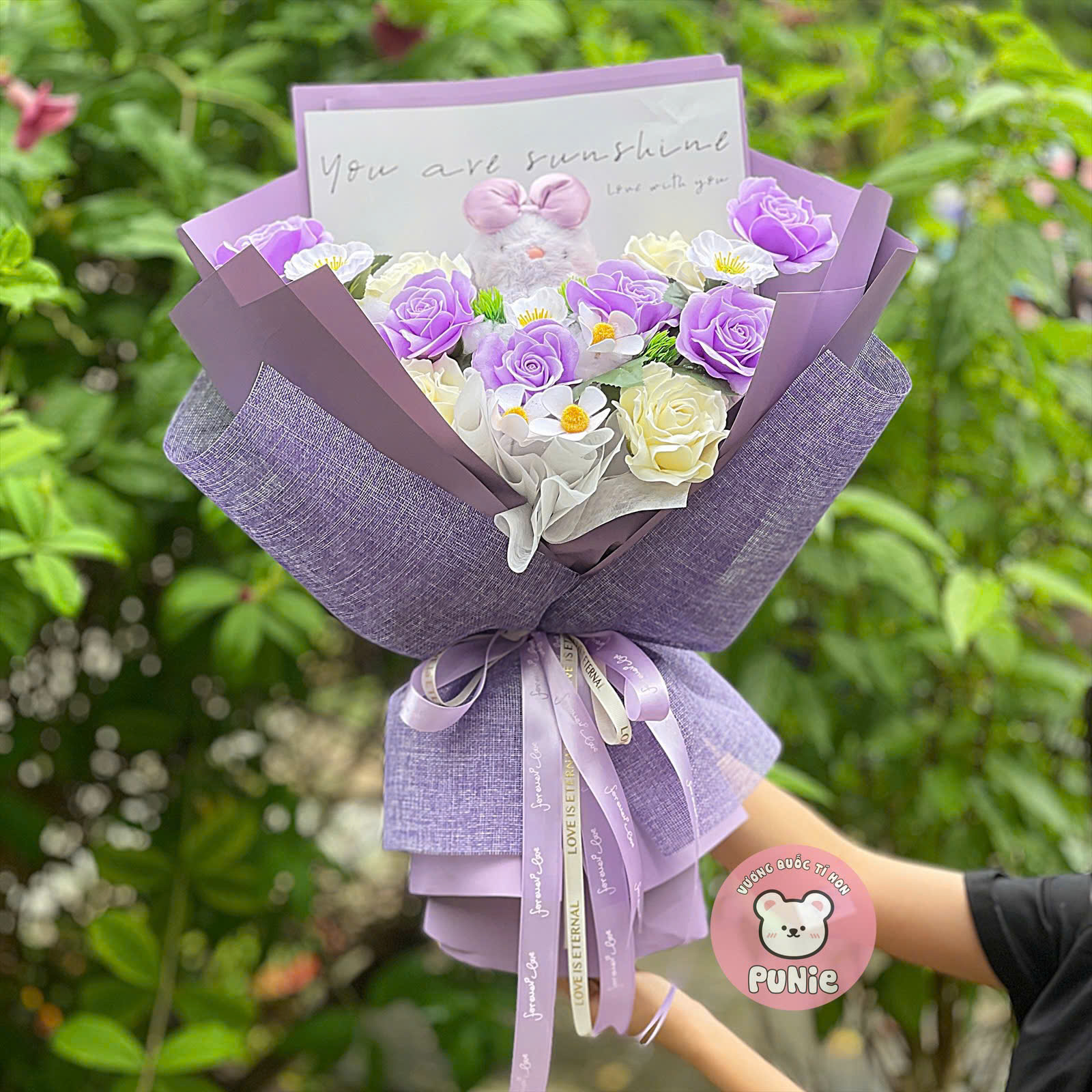 BÓ HOA THỎ HỒNG-TÍM