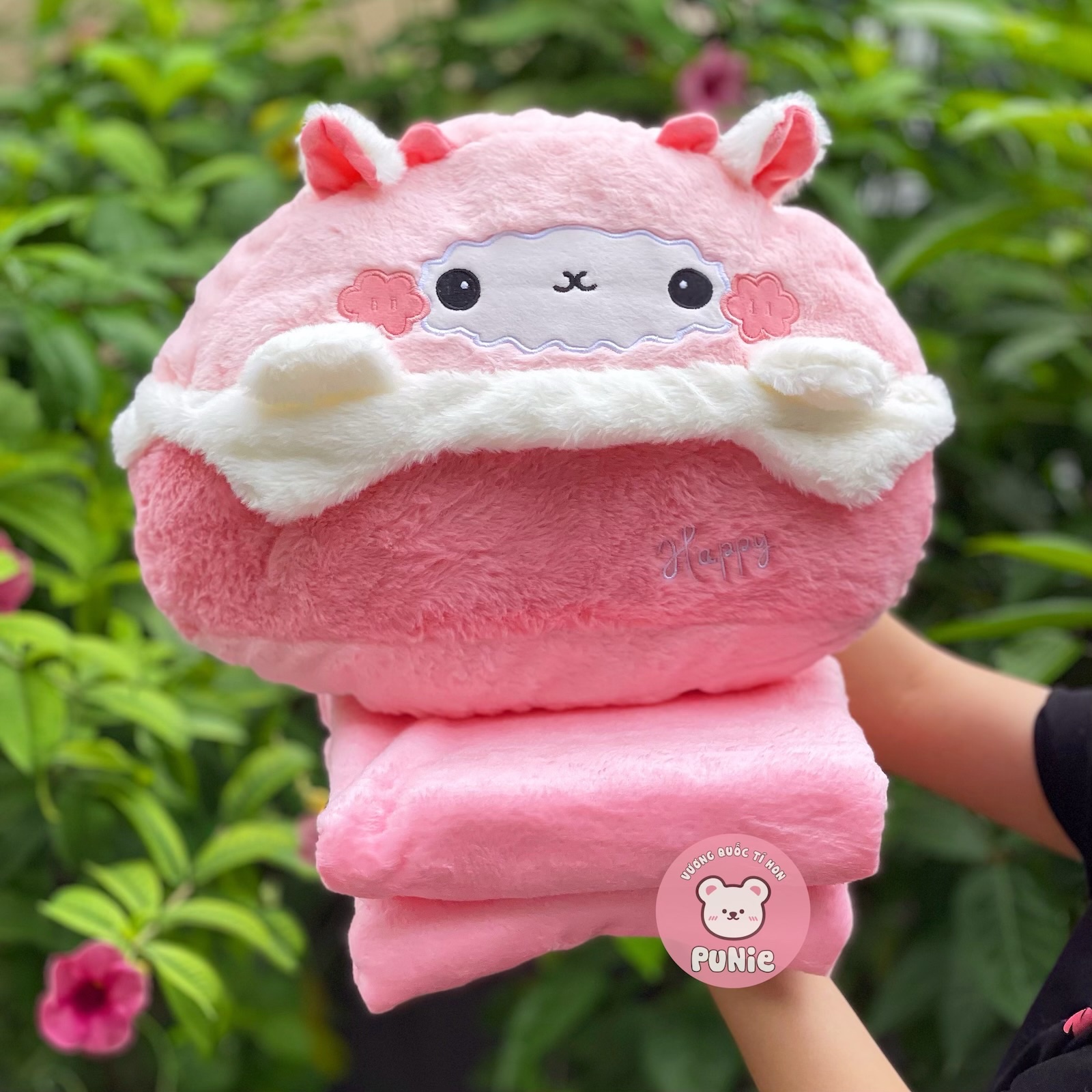 BỘ GỐI MỀN CỪU HỒNG HAPPY