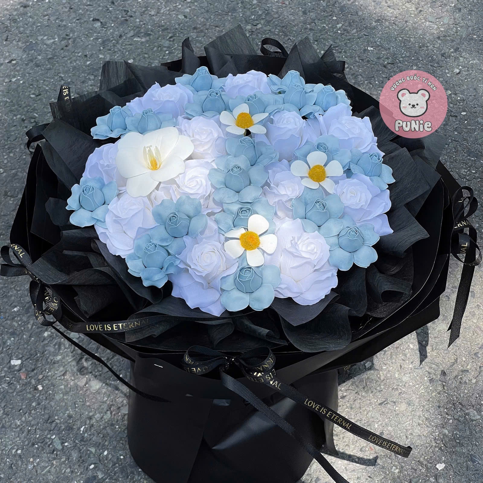 BÓ HOA HỒNG TỈ MUỘI XANH DƯƠNG TULIP SIZE TRUNG
