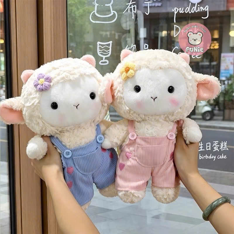 CỪU ĐỨNG MANG YẾM JEAN XANH 35CM