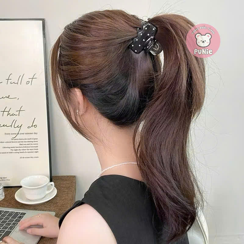 KẸP NHỰA CHẤM BI CHỮ NHẬT TRẮNG ĐEN