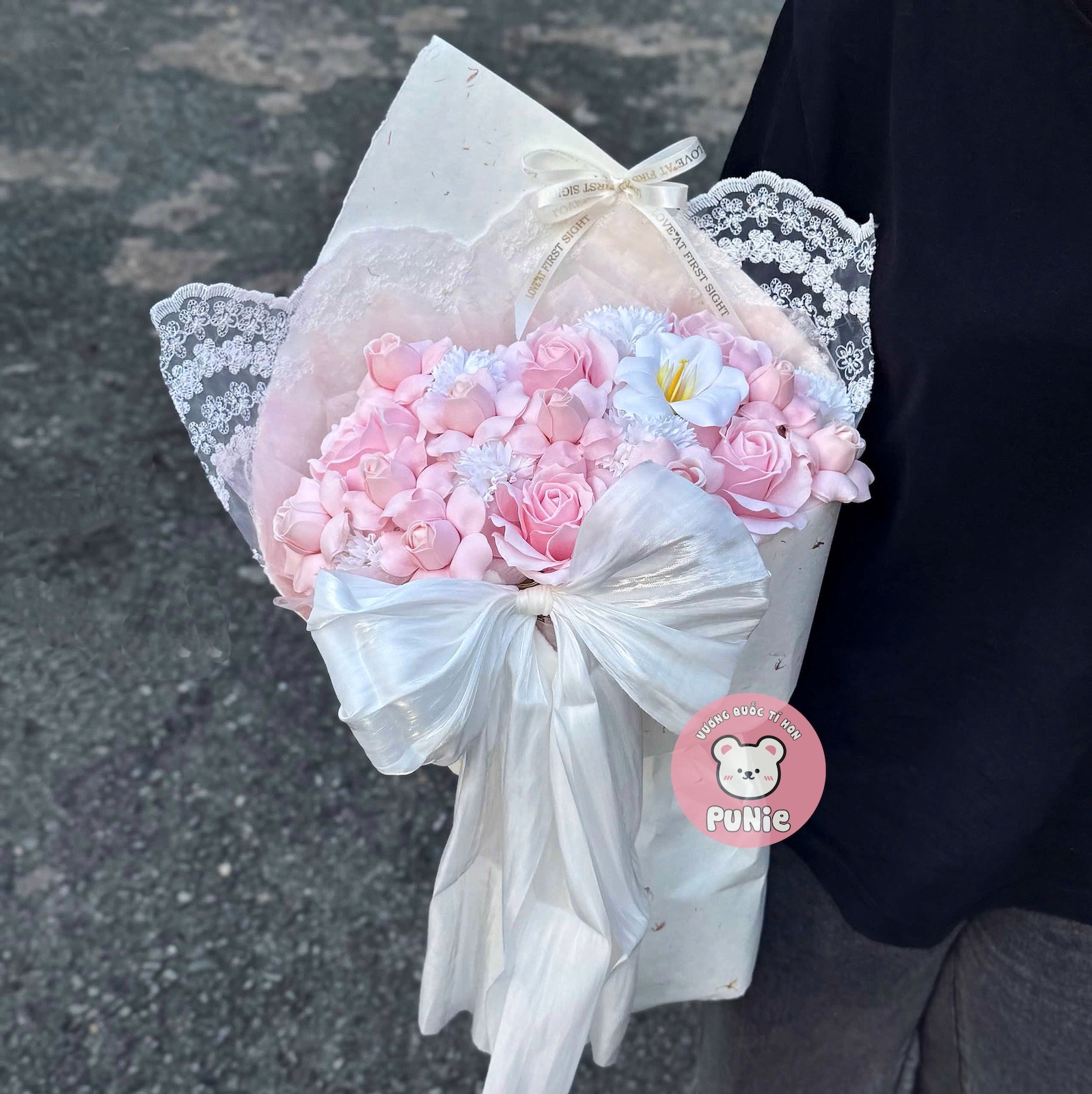 BÓ HOA TỈ MUỘI NƠ LỤA GIẤY XÉ