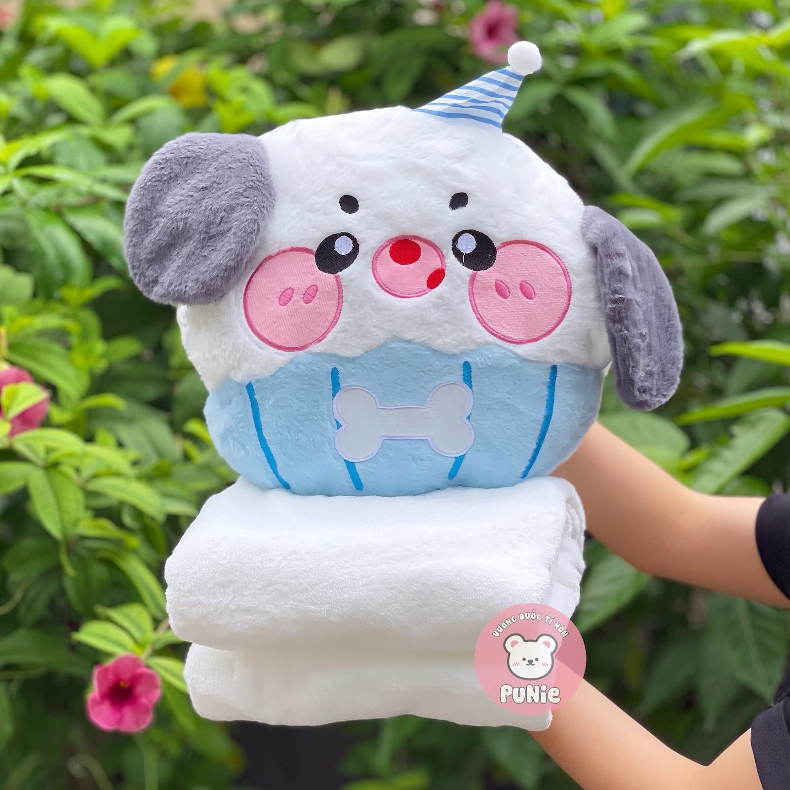 BỘ GỐI MỀN MẶT CÚN XANH