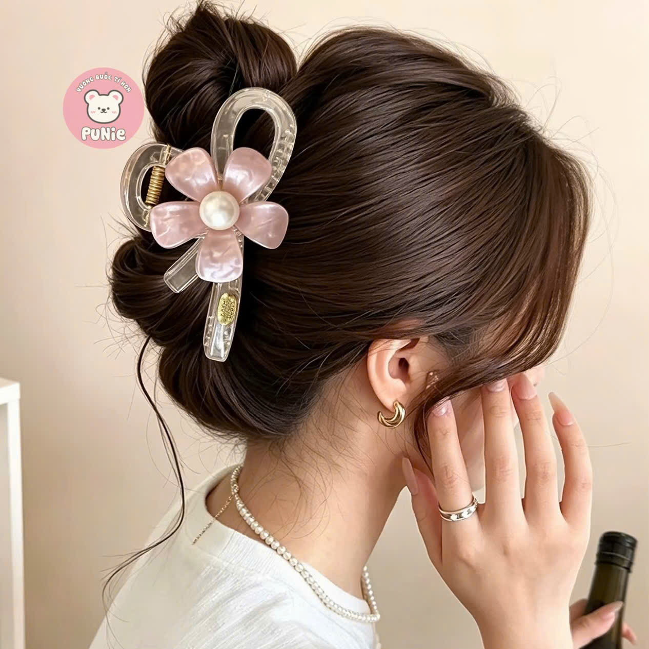 KẸP XÀ CỪ CHARM HOA ĐÍNH NGỌC TRAI