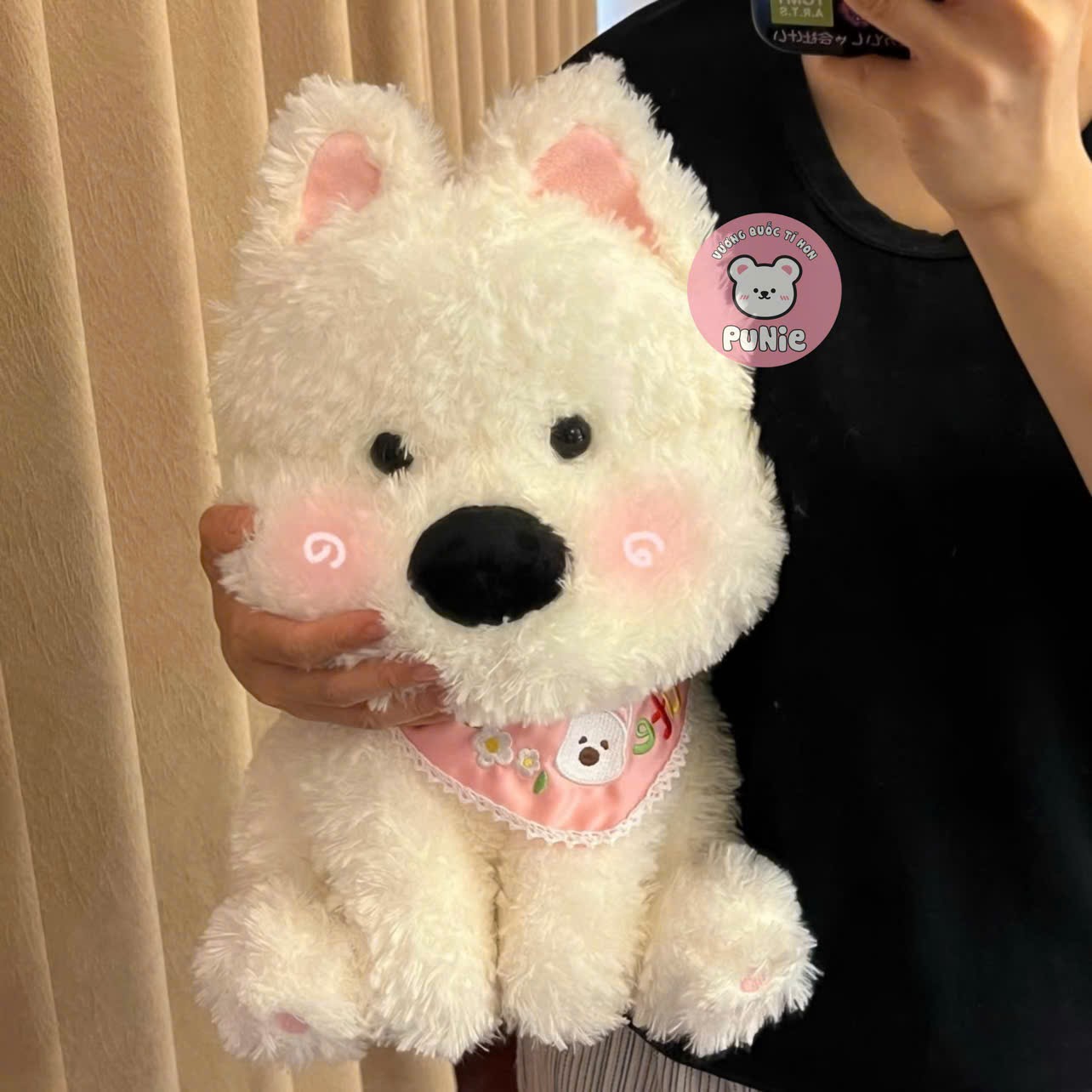 CÚN NGỒI ĐEO YẾM 60CM