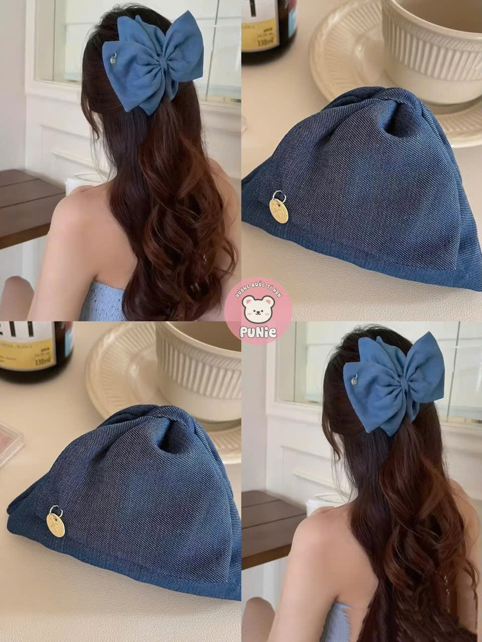 KẸP TAM GIÁC JEAN XANH NƠ