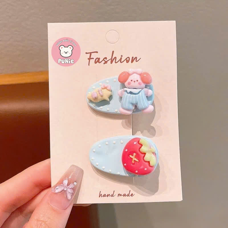 SET 2 KẸP NHỰA ĐÍNH CHARM THÚ