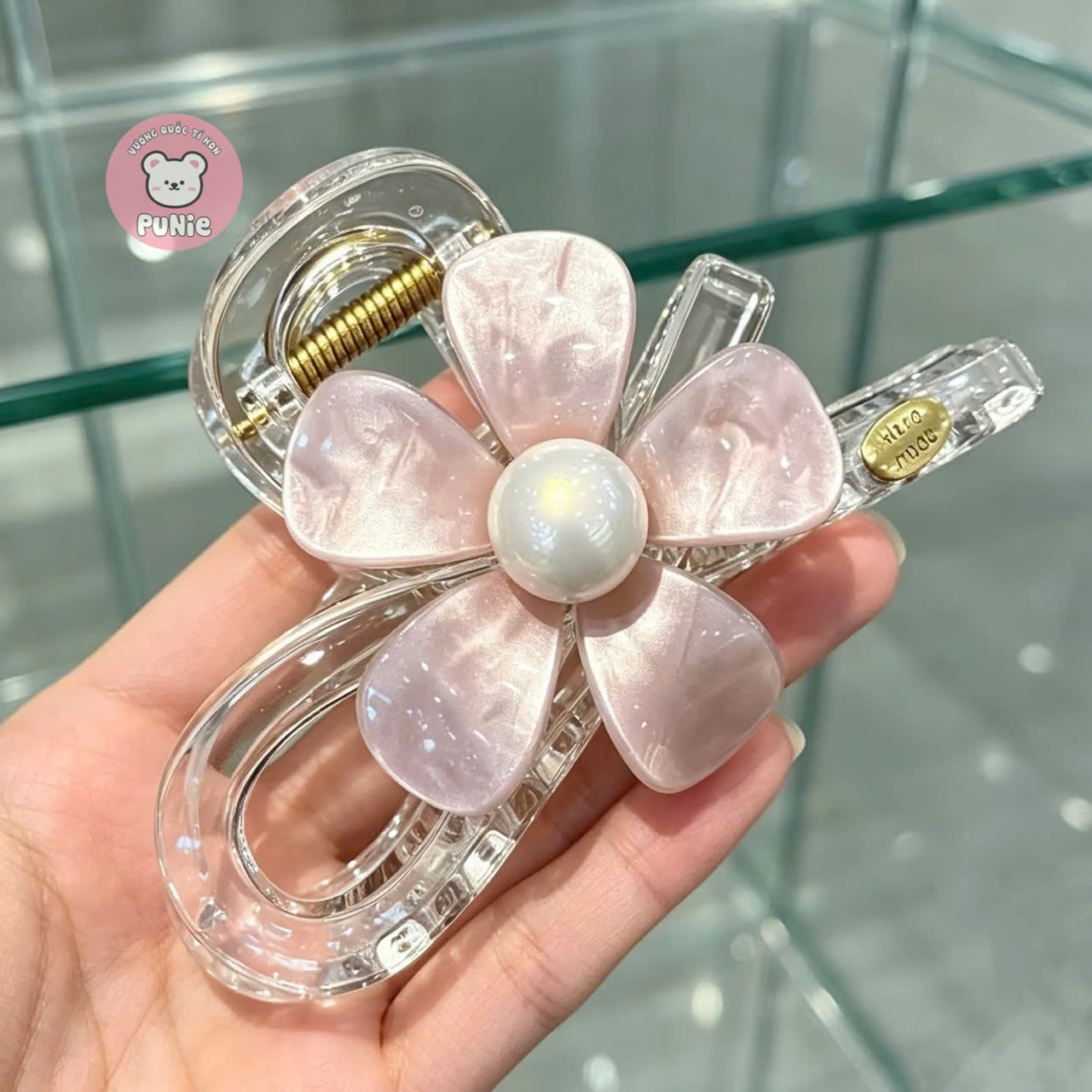 KẸP XÀ CỪ CHARM HOA ĐÍNH NGỌC TRAI