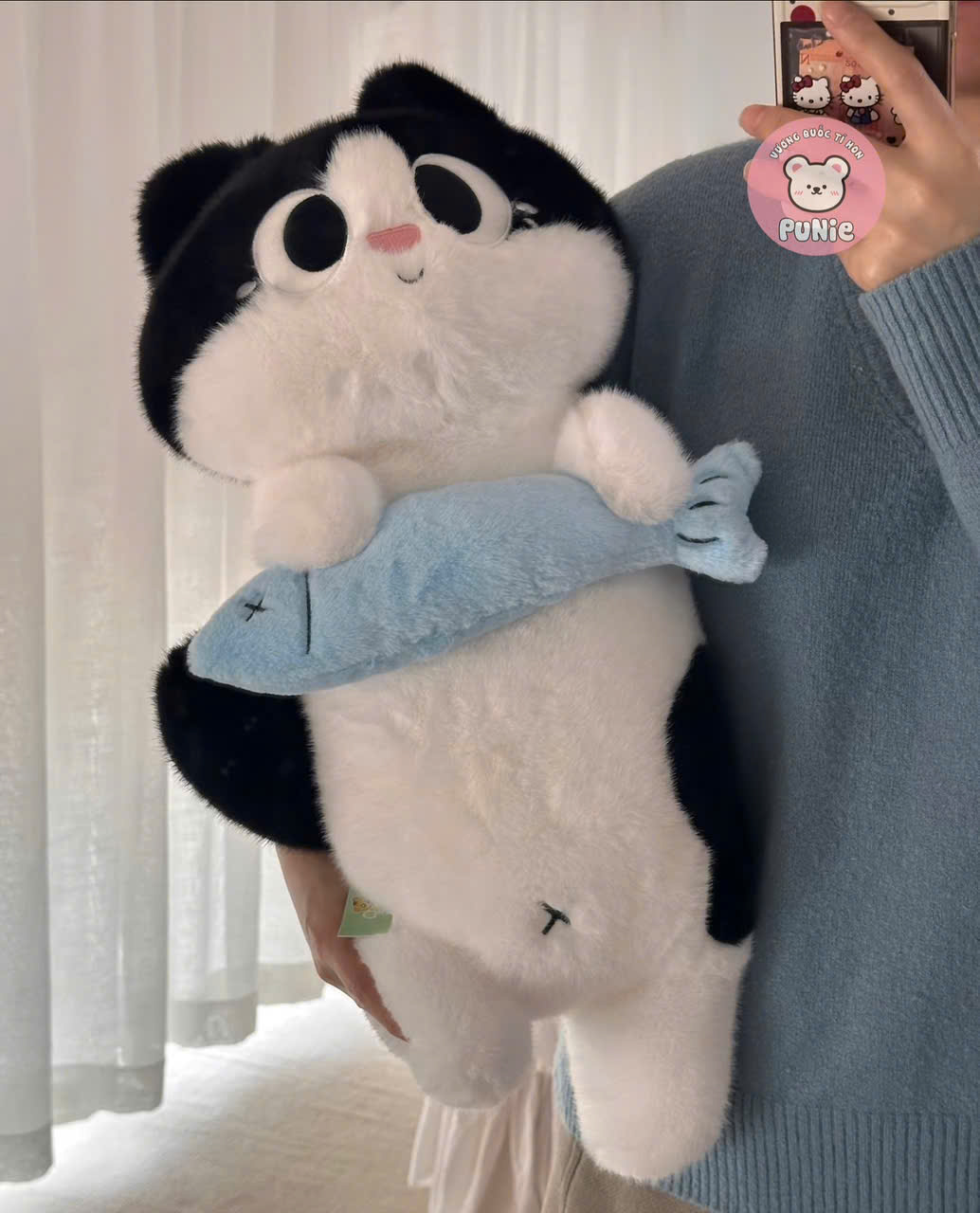 GẤU BÔNG GỐI ÔM MÈO ÔM CÁ 60CM