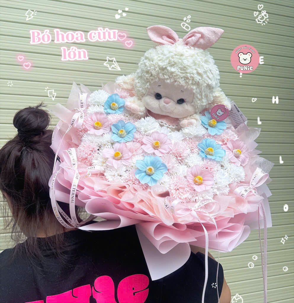 QTPN26-BÓ HOA CỪU NƠ TRẮNG 879K