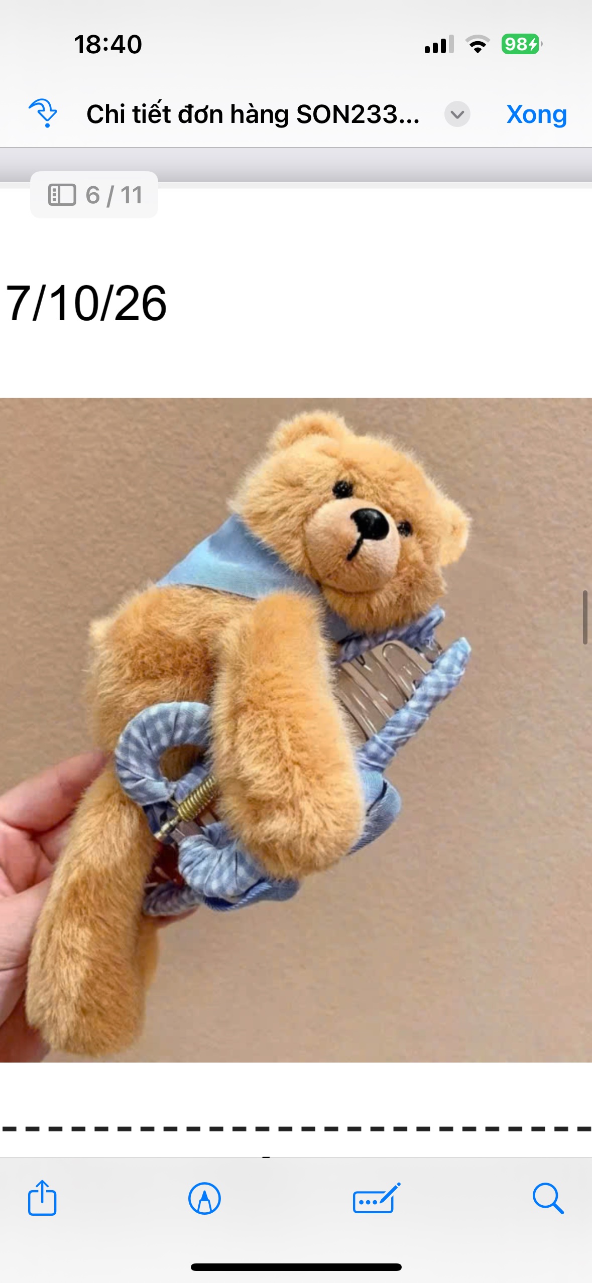 KẸP GẤU LỚN KHĂN CHOÀNG XANH